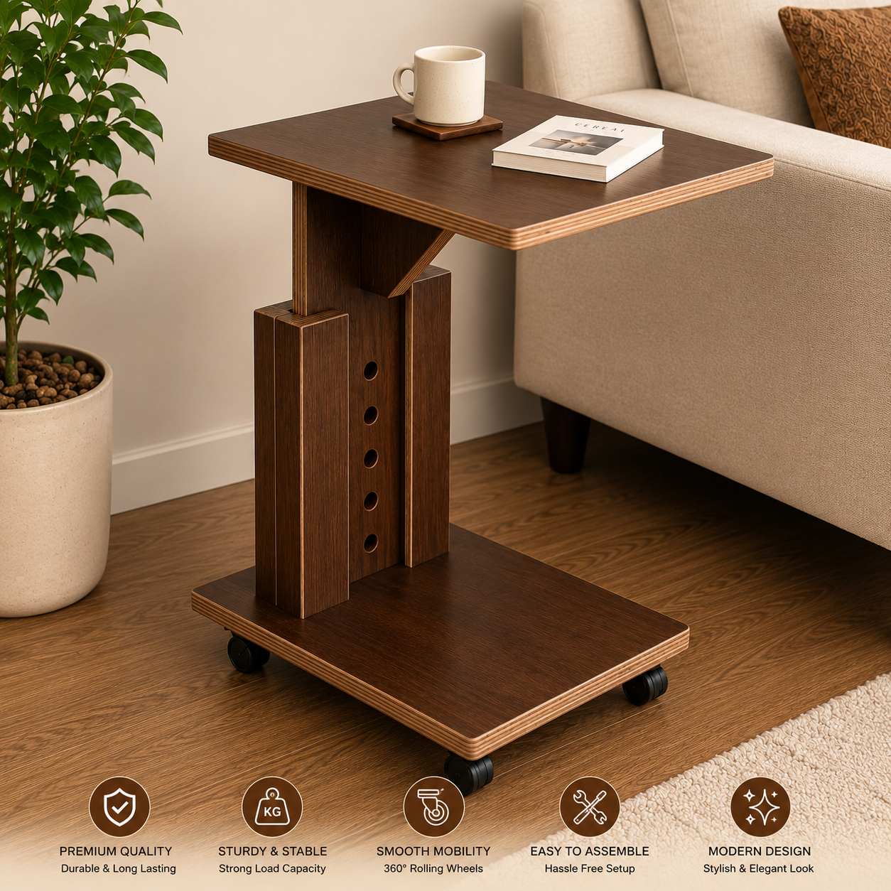 ChatGPT Image May 21, 2026, 12_00_20 PM JEEVRIKSHA Height Adjustable Laptop Table with Wheels | Portable Wooden Study & Work Desk for Home & Office - Image 1